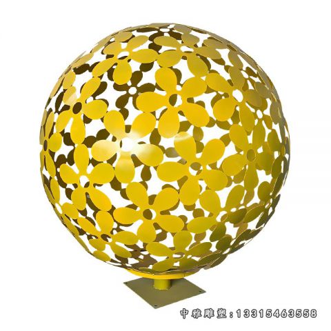 不锈钢彩色镂空球雕塑