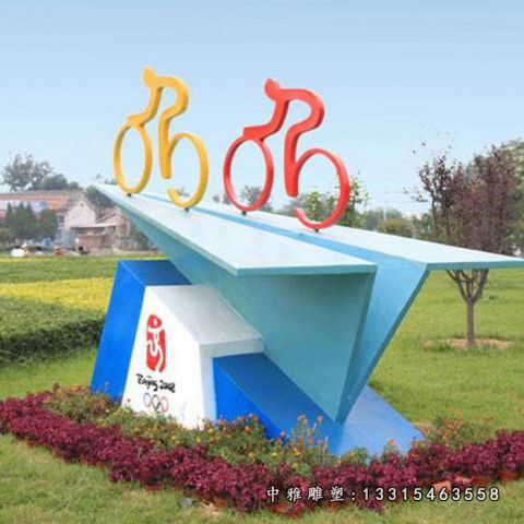 户外不锈钢骑车人物雕塑