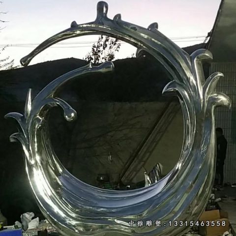 不锈钢抽象海浪雕塑  