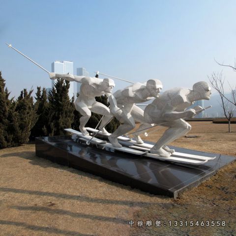 不锈钢滑冰运动人物雕塑