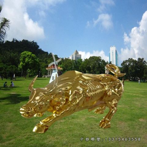 不锈钢动物抽象牛雕塑