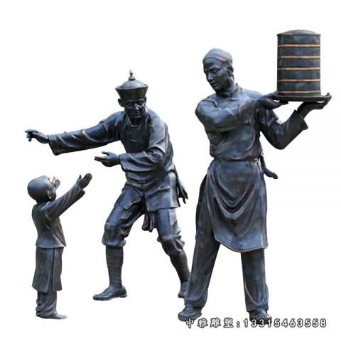 铜雕街边小吃人物