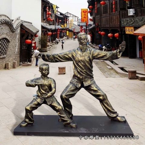 铜雕打太极拳人物
