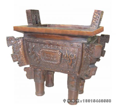 铜雕寺庙四足鼎
