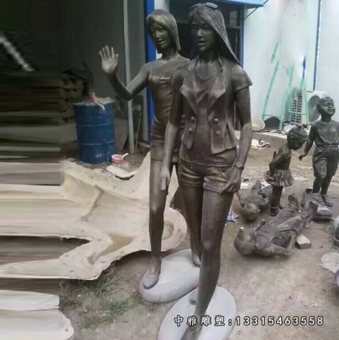 铜雕购物人物