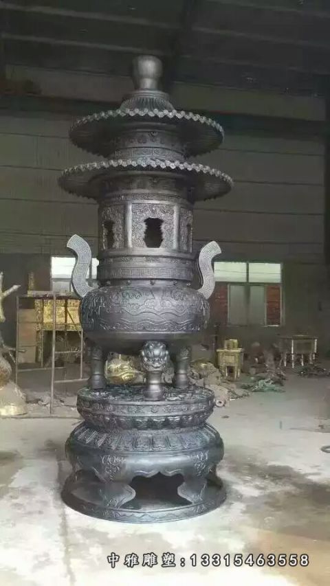 铜雕寺庙香炉