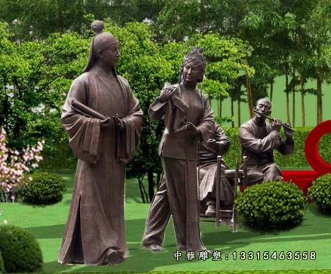 铜雕商业街唱戏人物