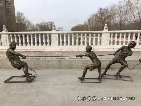 拔河儿童铜雕