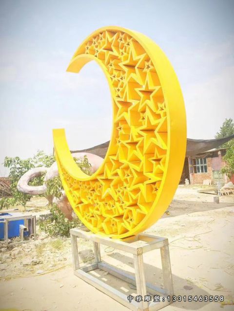 不锈钢广场月亮雕塑