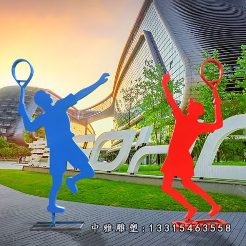 不锈钢打羽毛球人物雕塑