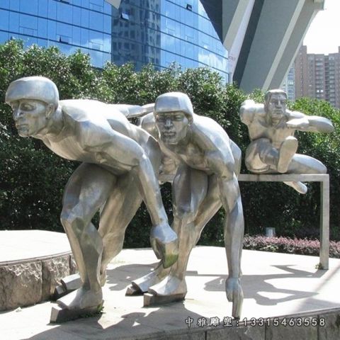 不锈钢滑冰人物雕塑