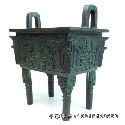 铜雕寺院四足鼎
