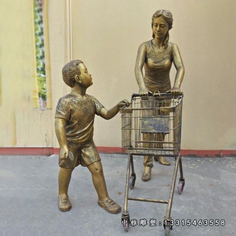 铜雕商场购物人物