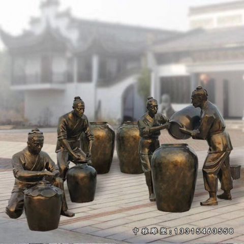 铜雕酒文化人物雕塑