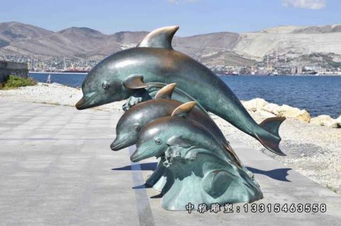公园海豚铜雕