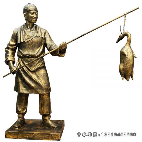 民俗烤鸭人物铜雕