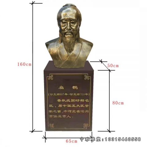 铜雕扁鹊胸像