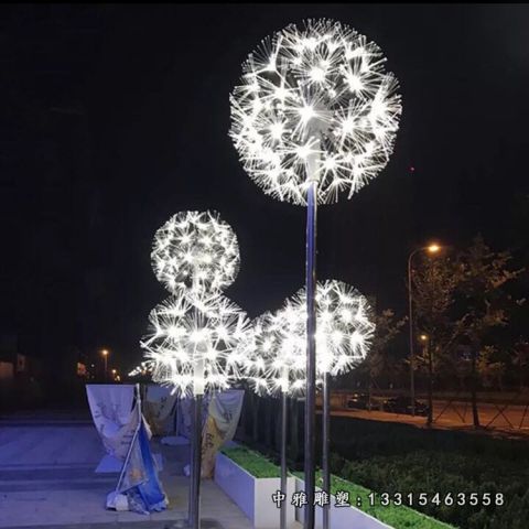 不锈钢发光蒲公英雕塑