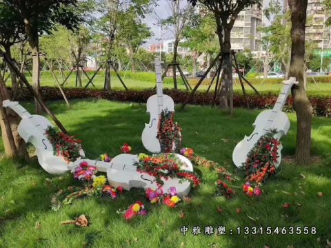 不锈钢乐器小提琴雕塑