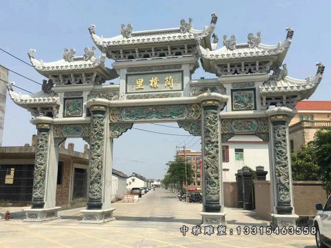三门牌坊石雕雕塑