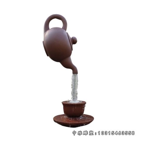 喷水茶壶铜雕