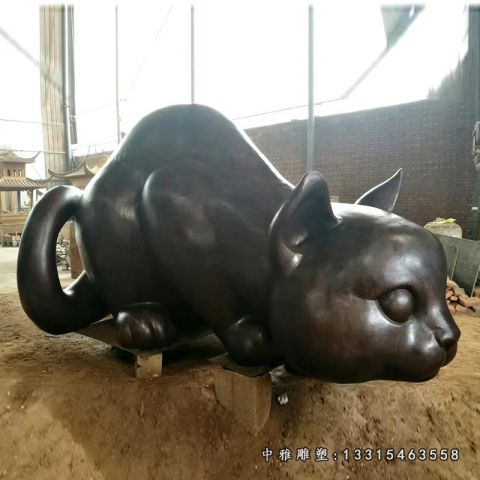 铜雕动物猫雕像
