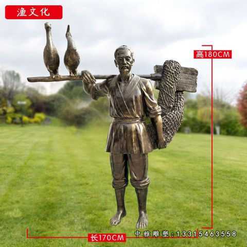 步行街铜雕渔夫