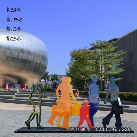 广场抽象不锈钢购物人物雕塑