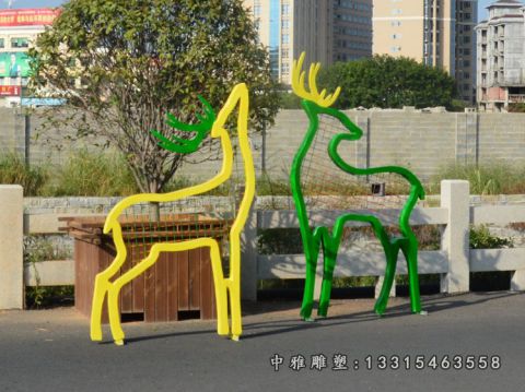 不锈钢剪影梅花鹿雕塑