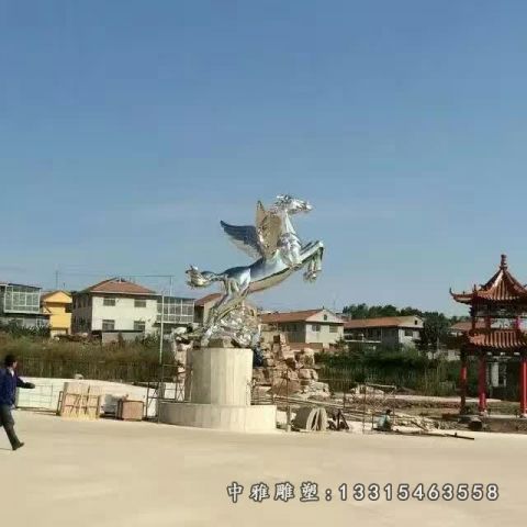广场飞马不锈钢雕塑