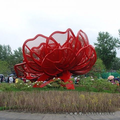 仿真不锈钢玫瑰花雕塑