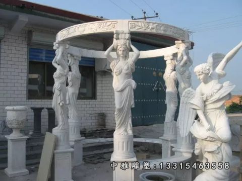 汉白玉石雕凉亭