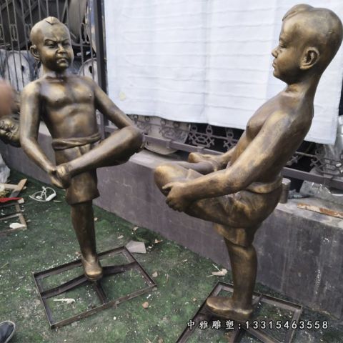 撞拐铜雕儿童雕塑