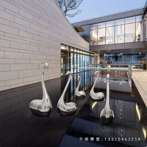 不锈钢抽象天鹅雕塑