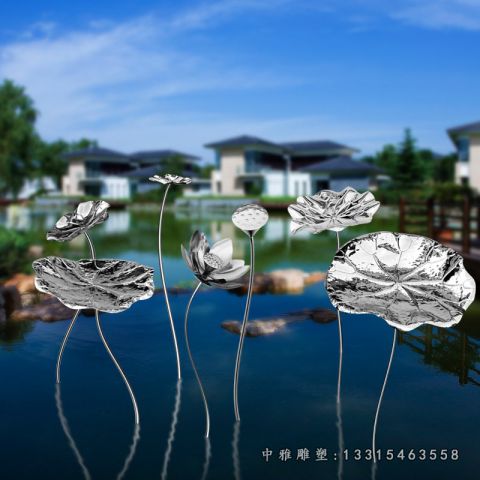 不锈钢景观荷叶雕塑
