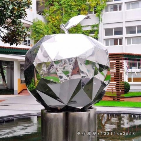 广场水果不锈钢苹果雕塑