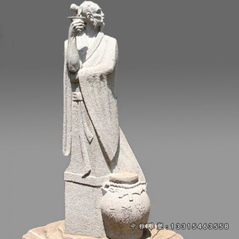广场诗人石雕李白雕塑