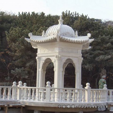 汉白玉石雕凉亭雕塑