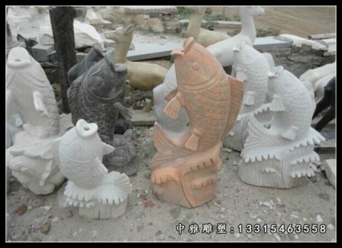 石雕广场动物鱼
