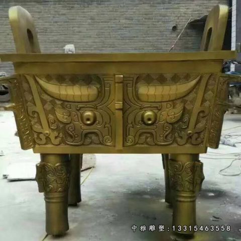 铜雕寺庙四足鼎雕塑