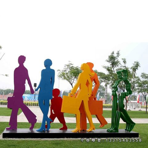 商场抽象不锈钢购物人物雕塑 