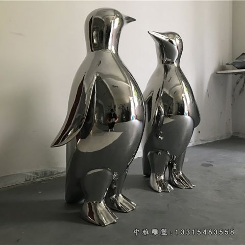动物企鹅不锈钢雕塑