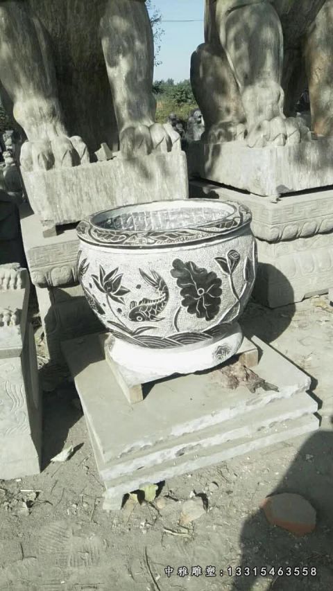 石雕庭院水缸雕塑