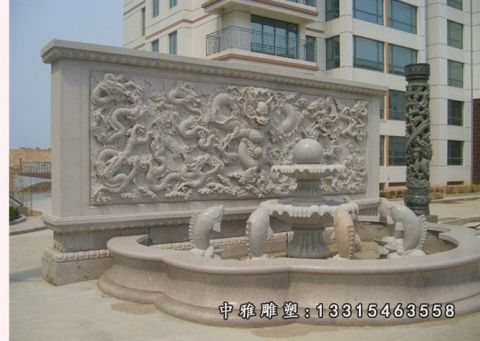 庭院石雕九龙壁雕塑