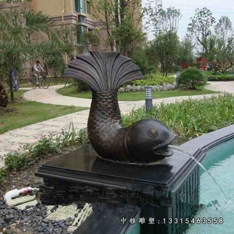 铜雕喷水海豚