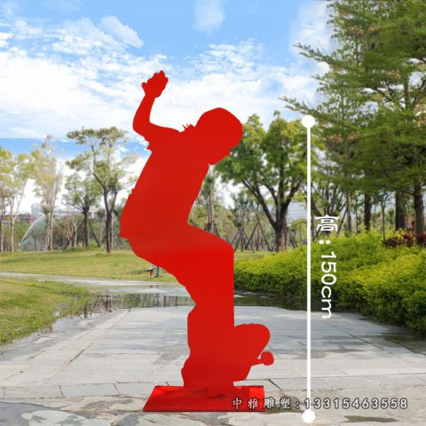 滑板不锈钢运动人物雕塑