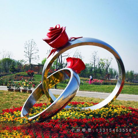 不锈钢公园玫瑰花雕塑