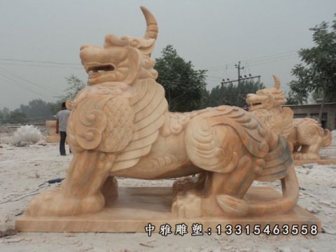 广场石雕独角兽