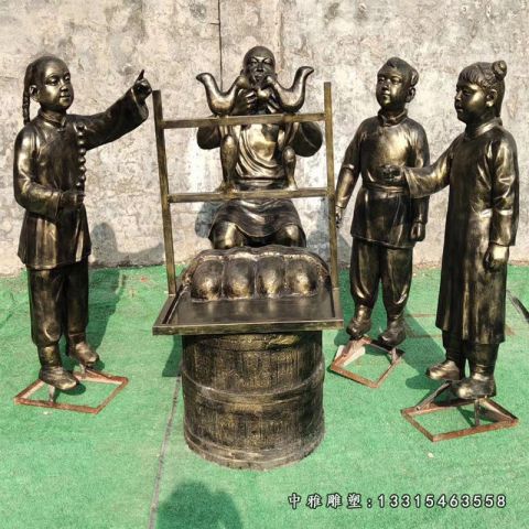 铜雕民俗吹糖人人物雕塑