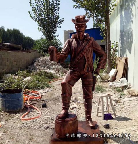 铜雕喝酒人物公园雕塑
